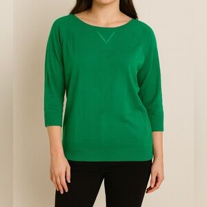 LOFT Green Raglan Sleeve Knit Sweatshirt Women’s Small Lightweight Pullover